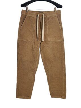 Lucky Brand Corduroy Pants Men's S Tan Brown Drawstring Pull-On Tapered Casual
